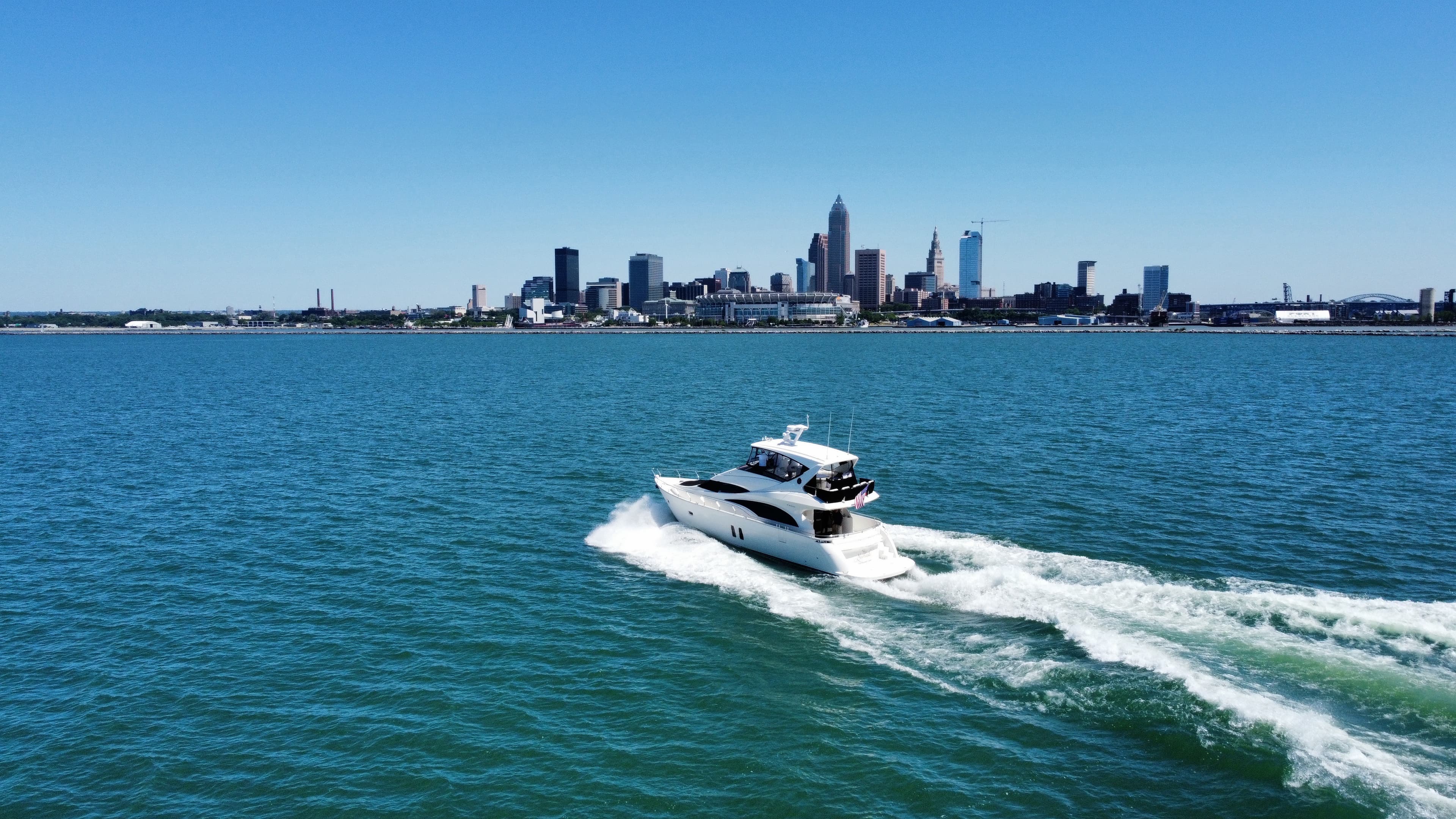 Aerial view of Lake Erie marina near Cleveland, Ohio