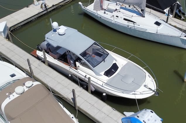 2015 Faeton 36 Formentera cabin interior with full galley and berth
