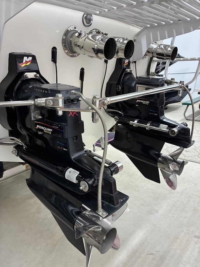 1994 Cigarette 35 Cafe Racer Bravo XR drives and transom