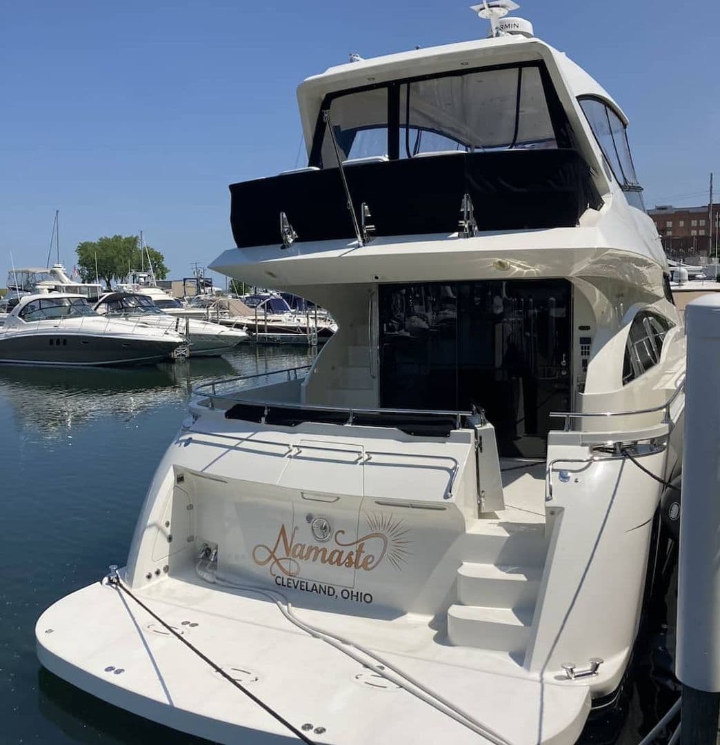 Motor yacht at a Lake County marina on Lake Erie's eastern basin