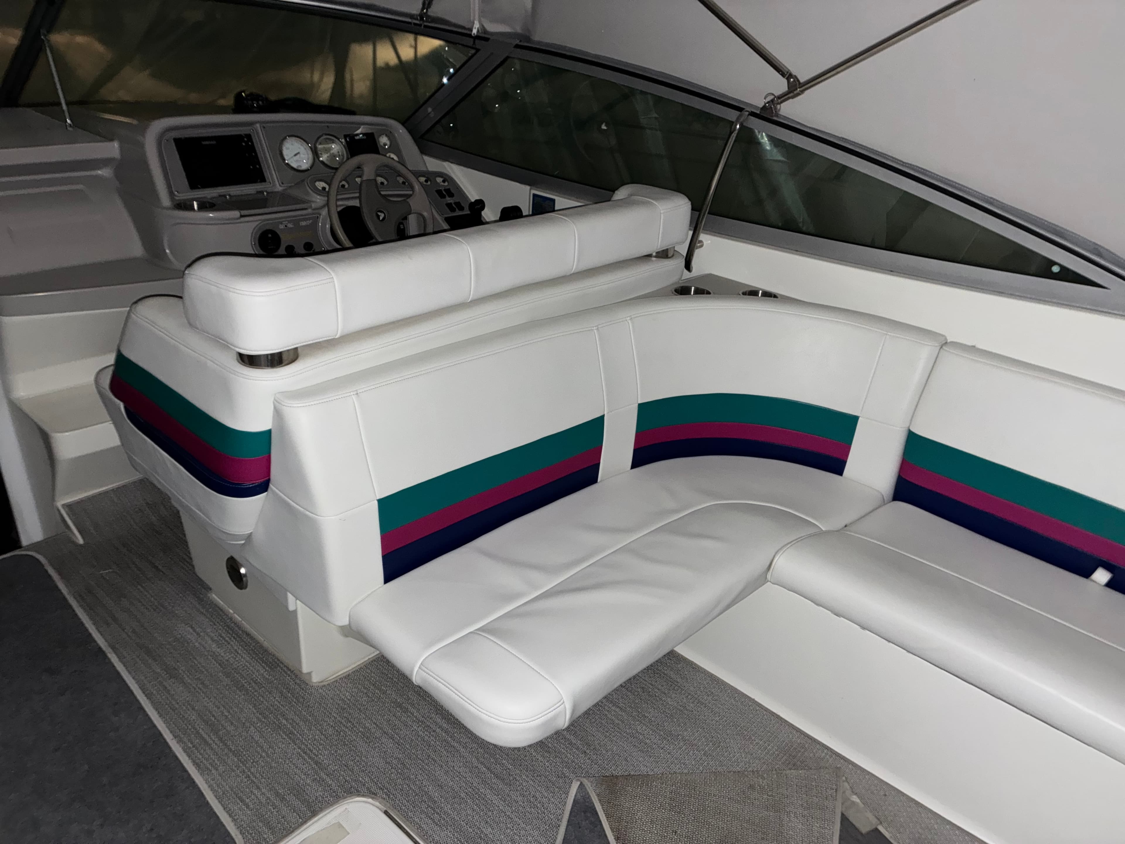 1998 Formula 330 SS bow area with power anchor windlass and docking lights