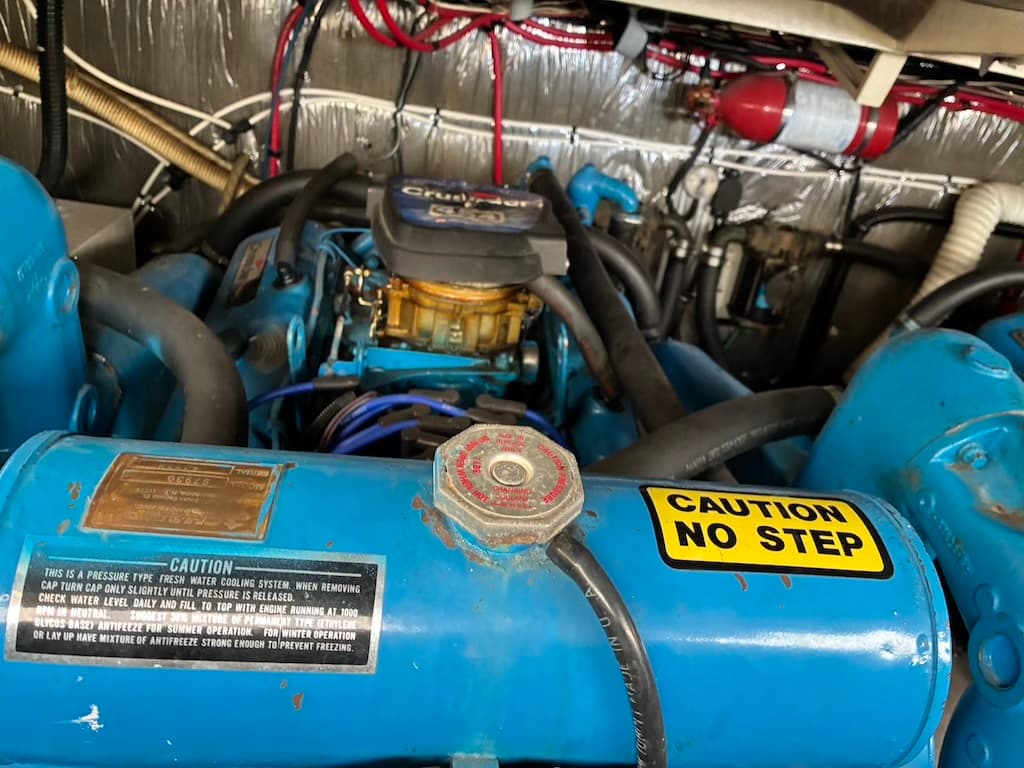 1989 Tiara 3300 Sport Flybridge Crusader 454 engine detail