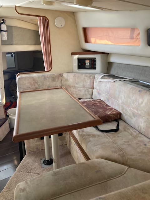 1994 Bayliner 3055 cabin convertible dinette with cabin control panel