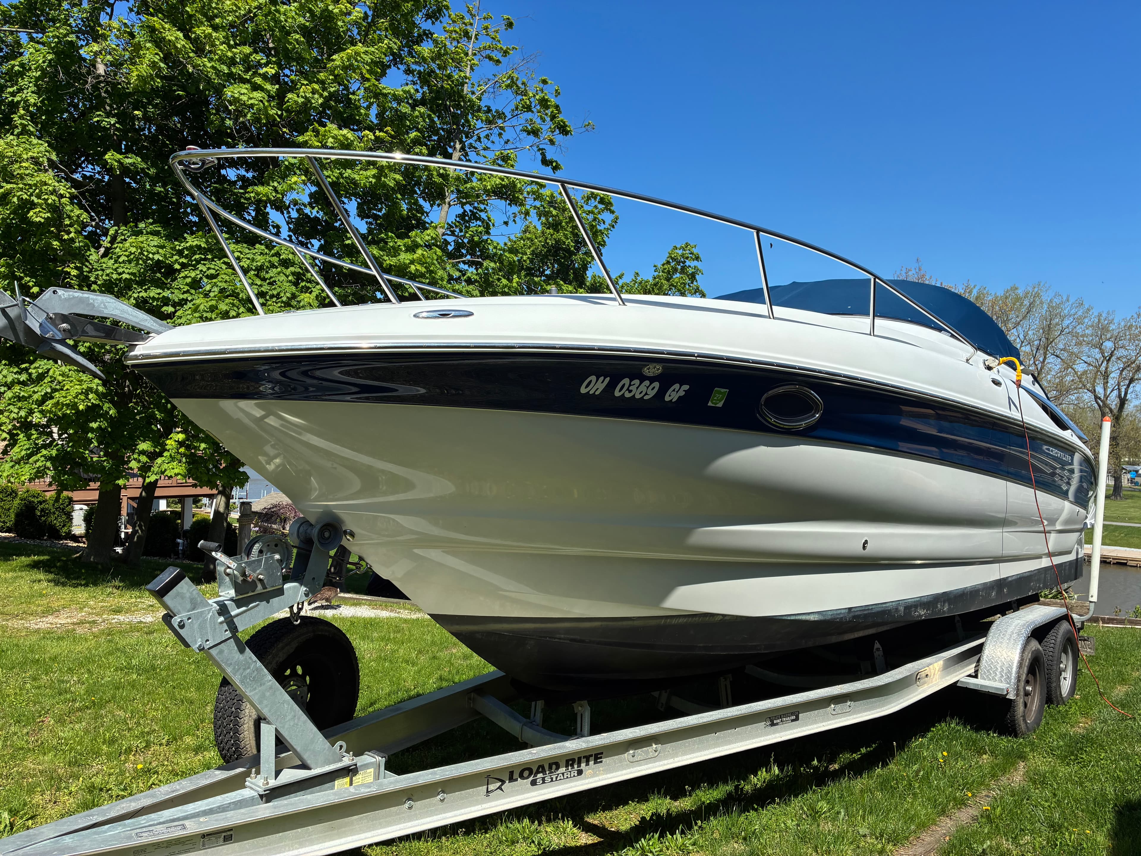 2005 Crownline 270CR port side profile on trailer in Cleveland