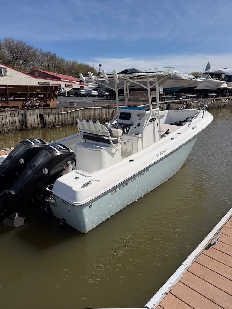 2017 Clearwater 2300 Center Console port side profile, Cleveland Lake Erie