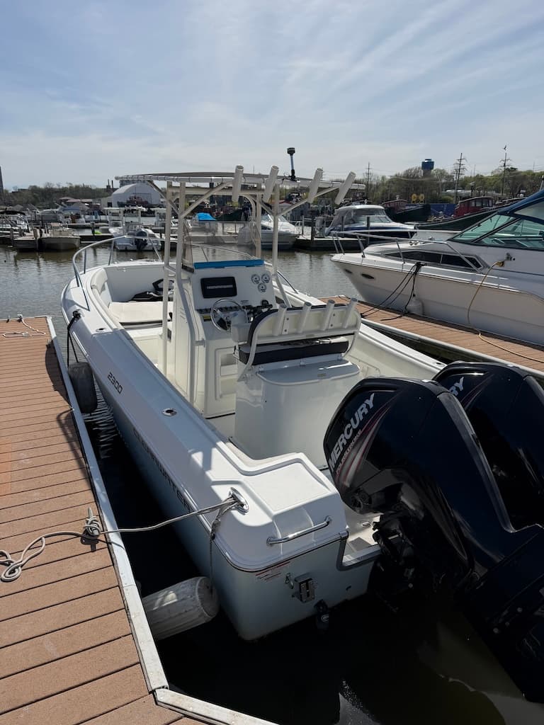 2017 Clearwater 2300 Center Console starboard stern Mercury outboard